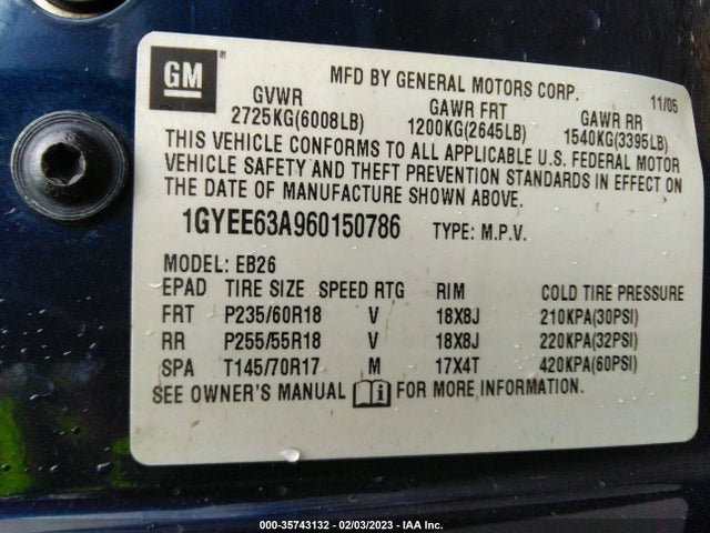 1GYEE63A960150786 Cadillac SRX