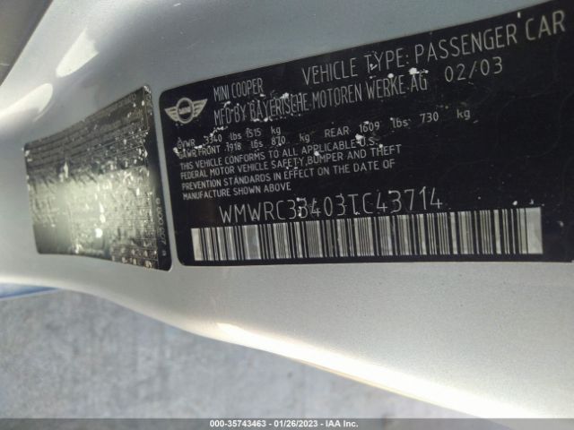 WMWRC33403TC43714 Mini COOPER HARDTOP