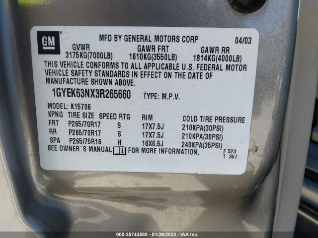 Cadillac Escalade 2003 1GYEK63NX3R265660 Image 11