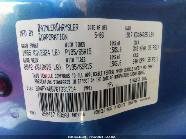 Chrysler Pt Cruiser 2006 3A4FY48B76T331714 Image 10