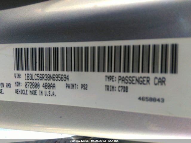 2008 DODGE AVENGER SXT VIN: 1B3LC56R38N695694