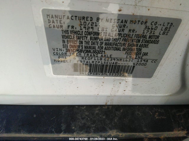 2021 NISSAN KICKS S VIN: 3N1CP5BV3ML553221