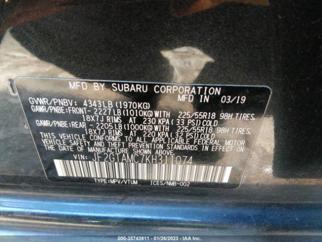 JF2GTAMC7KH311074 Subaru Crosstrek Limited