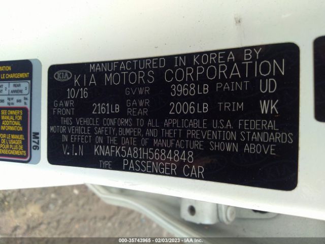 KNAFK5A81H5684848 KIA Forte5 Lx