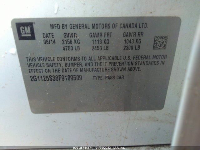 2015 Chevrolet Impala, VIN: 2G1125S38F9109509