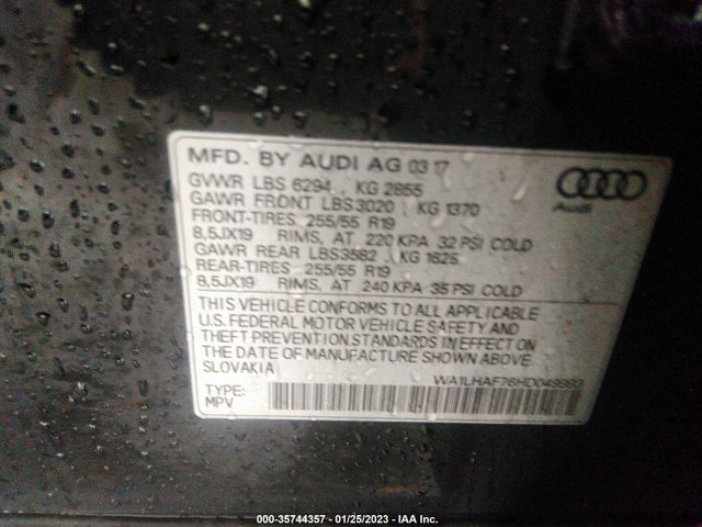 WA1LHAF76HD049993 Audi Q7 Premium Plus