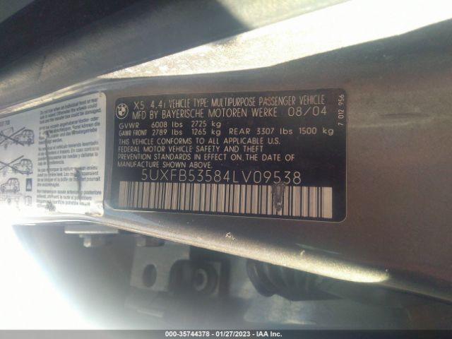 5UXFB53584LV09538 BMW X5 4.4I