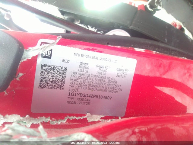 2023 Chevrolet Corvette, VIN: 1G1YB3D42P5104507