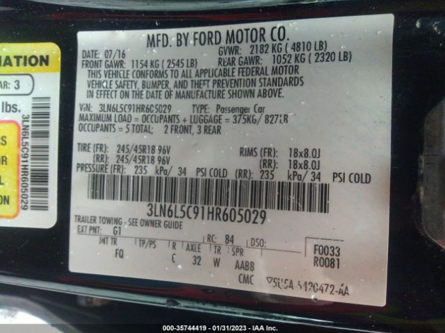 3LN6L5C91HR605029 Lincoln MKZ SELECT