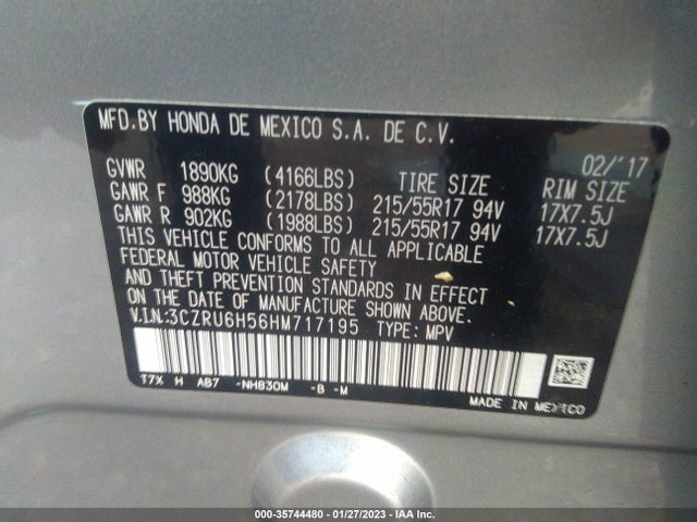 2017 Honda HR-V, VIN: 3CZRU6H56HM717195
