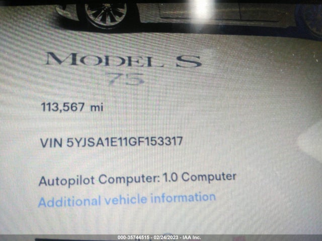 2016 Tesla Model S, VIN: 5YJSA1E11GF153317