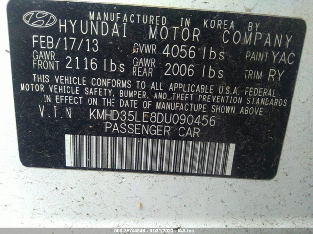 2013 HYUNDAI ELANTRA GT VIN: KMHD35LE8DU090456