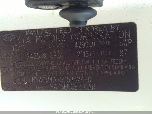 KIA Optima Lx 2013 KNAGM4A75D5352468 Image 9