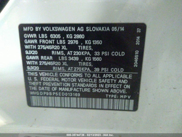 WVGDP9BP5ED013169 Volkswagen Touareg R-line