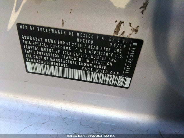 3VWCA7AU1FM509893 Volkswagen Golf Sportwagen Tdi S