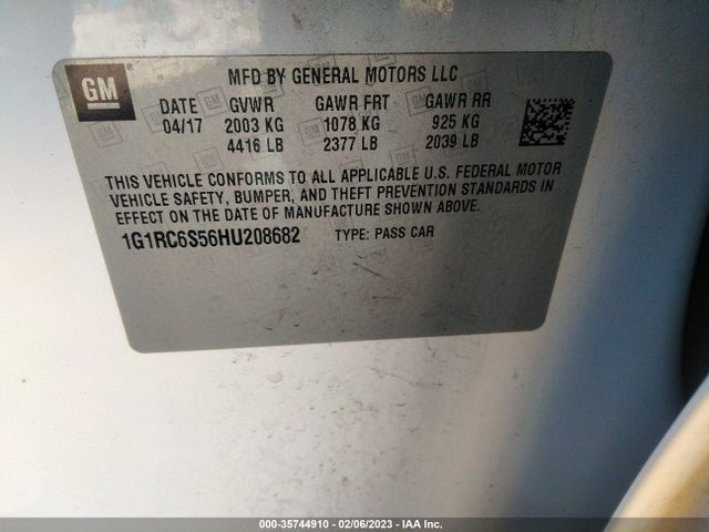 2017 Chevrolet Volt, VIN: 1G1RC6S56HU208682