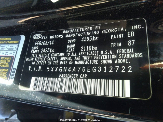 KIA OPTIMA EX 2014 5XXGN4A76EG312722 Image 10