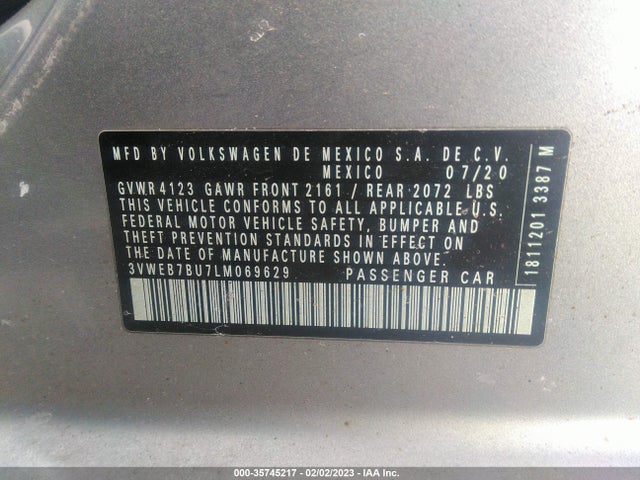 2020 Volkswagen Jetta, VIN: 3VWEB7BU7LM069629