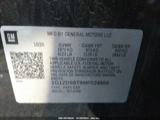 Chevrolet MALIBU LT 2021 1G1ZD5ST9MF024955 Image 9