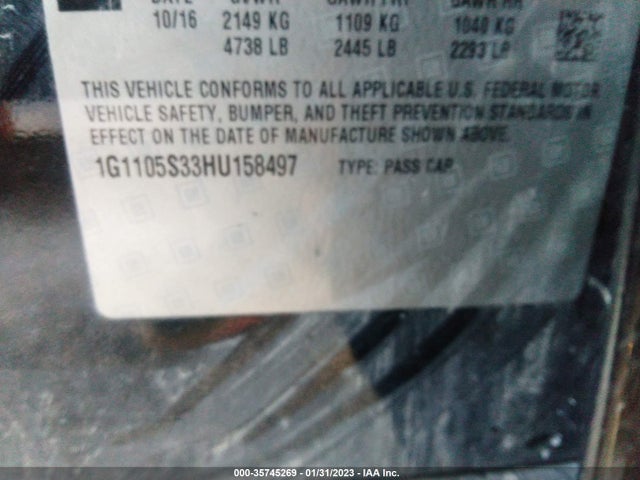 Chevrolet IMPALA LT 2017 1G1105S33HU158497 Image 10