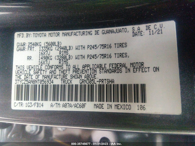 Toyota Tacoma Sr V6 2022 3TYCZ5AN8NT056934 Image 9