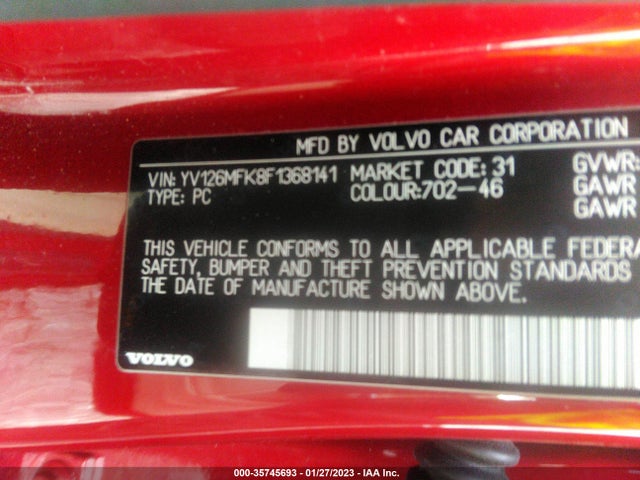 2015 Volvo S60, VIN: YV126MFK8F1368141