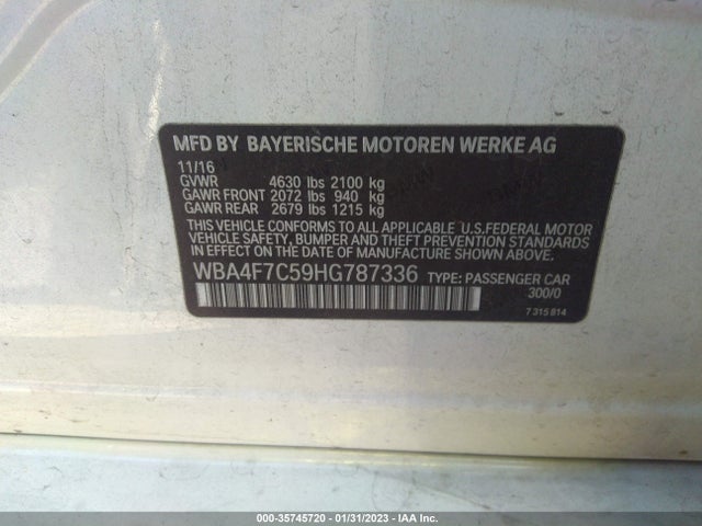 2017 BMW 4 Series, VIN: WBA4F7C59HG787336