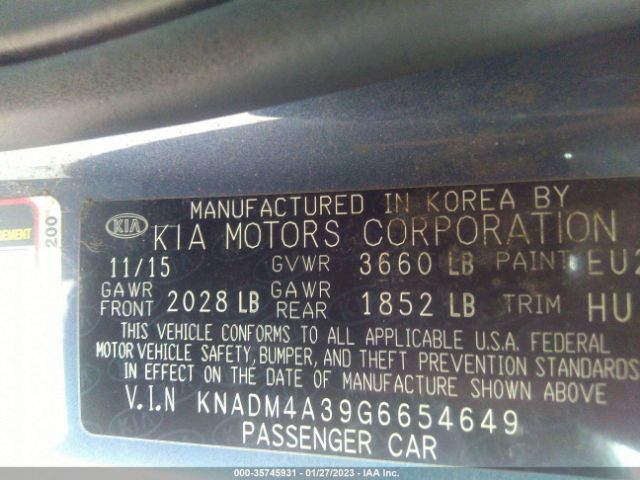KNADM4A39G6654649 KIA RIO LX