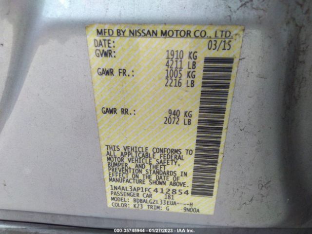 1N4AL3AP1FC412854 Nissan Altima 2.5 S