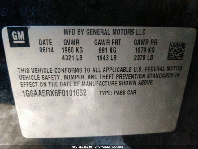 1G6AA5RX6F0101652 Cadillac Ats Sedan Standard Rwd