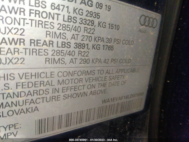 2020 Audi Q8, VIN: WA1EVAF16LD005658