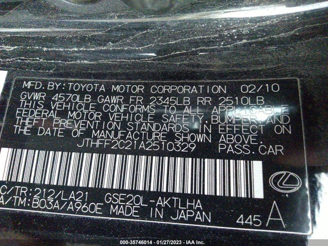 Lexus IS 250C 2010 JTHFF2C21A2510329 Image 10