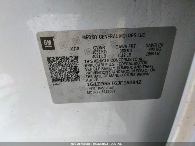Chevrolet MALIBU LT 2018 1G1ZD5ST6JF182942 Image 10