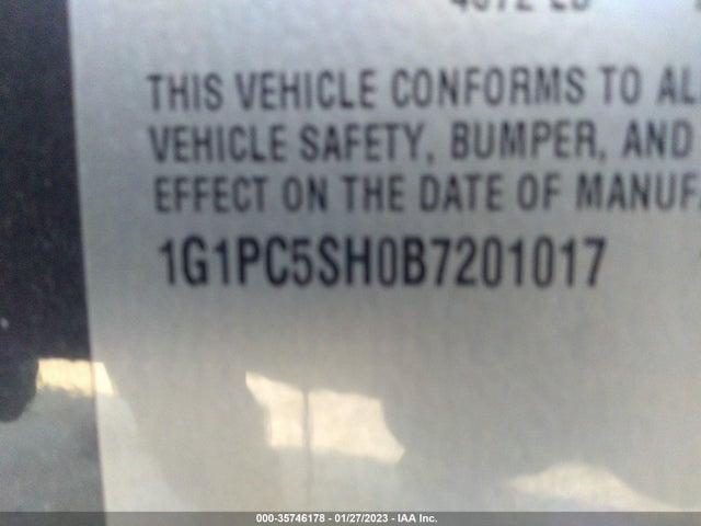 2011 CHEVROLET CRUZE LS VIN: 1G1PC5SH0B7201017
