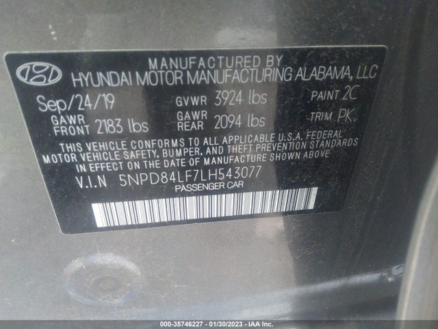 Hyundai ELANTRA SEL 2020 5NPD84LF7LH543077 Image 9