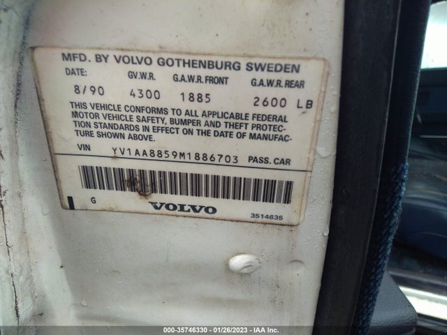 1991 VOLVO 240 SE VIN: YV1AA8859M1886703