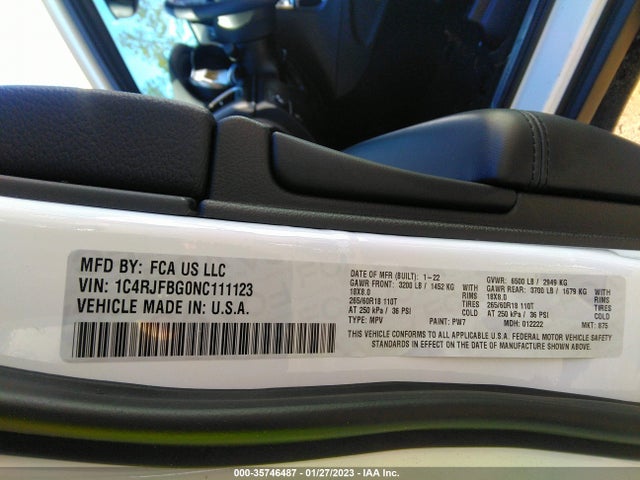2022 Jeep Grand Cherokee, VIN: 1C4RJFBG0NC111123