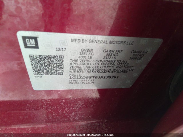 Chevrolet MALIBU LT 2018 1G1ZD5ST9JF176391 Image 10