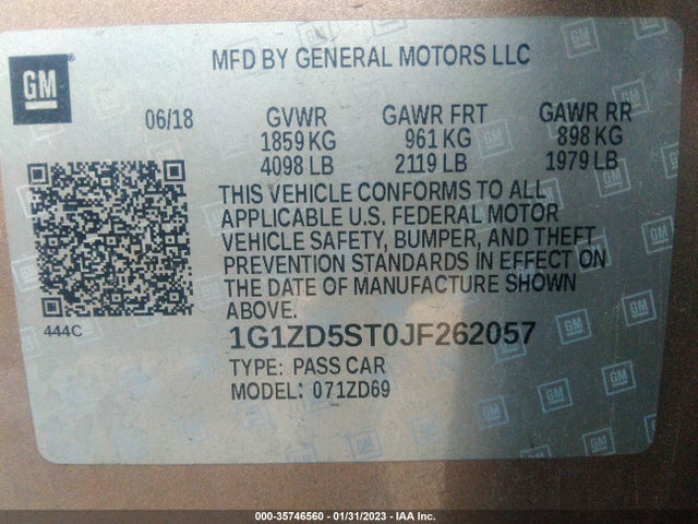 Chevrolet MALIBU LT 2018 1G1ZD5ST0JF262057 Image 9