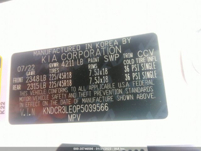 KNDCR3LE0P5039566 KIA Niro Ex Touring