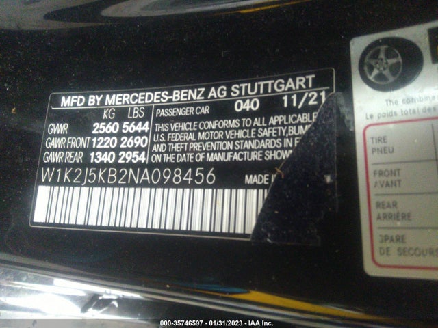 2022 Mercedes-Benz CLS-Class, VIN: W1K2J5KB2NA098456