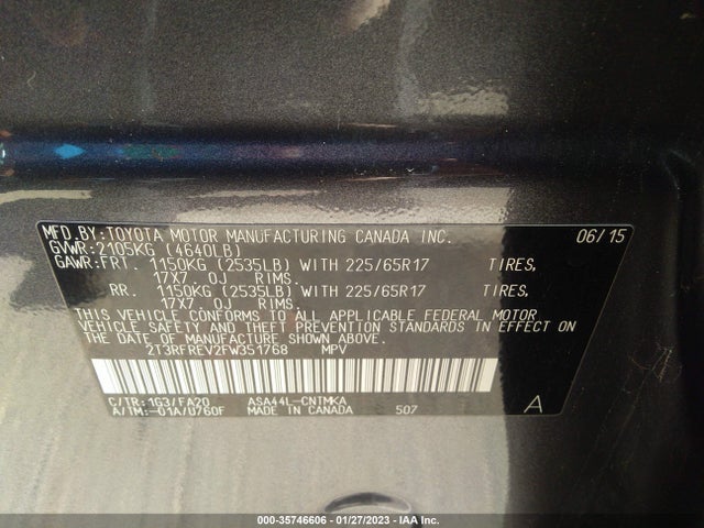 2015 Toyota RAV4, VIN: 2T3RFREV2FW351768