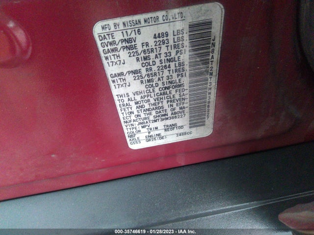 Nissan ROGUE SV 2017 JN8AT2MT3HW386227 Image 9