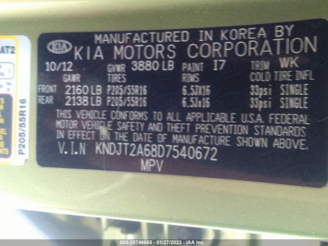 KNDJT2A68D7540672 KIA SOUL +
