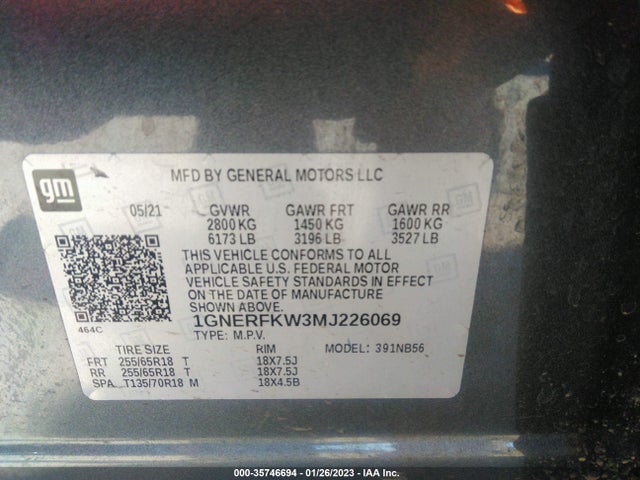 Chevrolet Traverse Ls 2021 1GNERFKW3MJ226069 Image 9