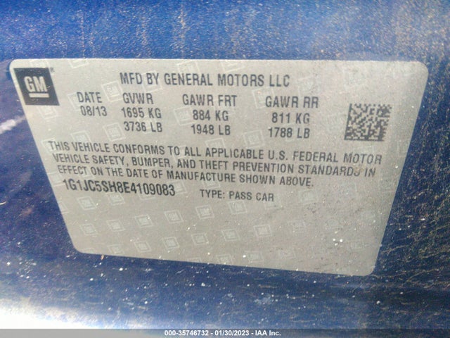 Chevrolet SONIC LT 2014 1G1JC5SH8E4109083 Image 10