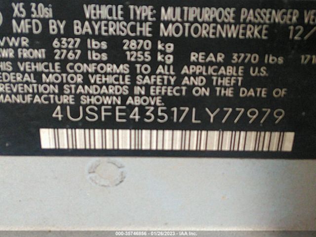 4USFE43517LY77979 BMW X5 3.0SI