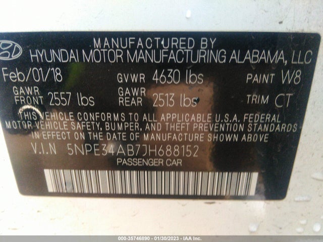 Hyundai Sonata 2018 5NPE34AB7JH688152 Image 9