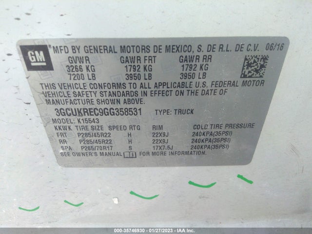 Chevrolet Silverado 1500 2lt 2016 3GCUKREC9GG358531 Image 9