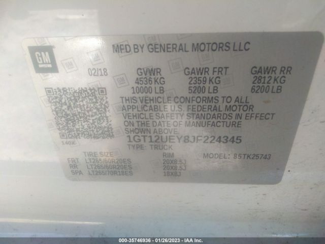 1GT12UEY8JF224345 GMC Sierra 2500hd Denali